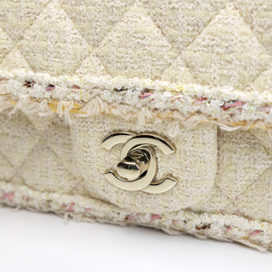 CHANEL CRUISE 2025/26 MINI CLASSIC HANDBAG TWEED LIGHT YELLOW GHW (MICROCHIP)