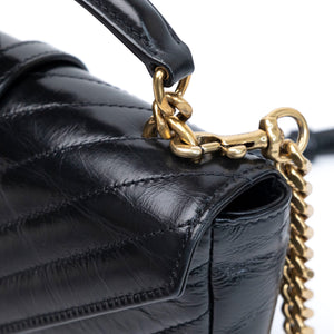 SAINT LAURENT COLLEGE SHOULDER BAG BLACK CALFSKIN LEATHER GHW