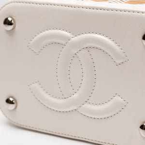 CHANEL RAFFIA SMALL VANITY CASE BAG BEIGE/ WHITE LEATHER WITH WICKER SHW