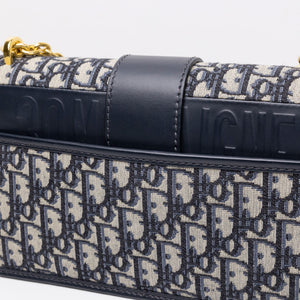 CHRISTIAN DIOR 30 MONTAIGNE EAST WEST BAG WITH CHAIN OBLIQUE JACQUARD BLUE GHW