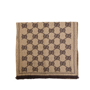 GUCCI MUFFLER GG SUPREME SCARF BROWN