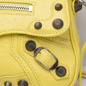 BALENCIAGA SMALL LE CAGOLE SLING SHOULDER BAG YELLOW LAMBSKIN LEATHER SHW