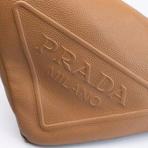 PRADA LARGE TRIANGLE LEATHER BAG CARAMEL SHW