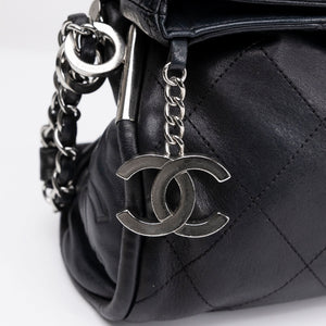 CHANEL ULTIMATE SMALL SOFT HOBO BAG BLACK QUILTED LAMBSKIN SHW