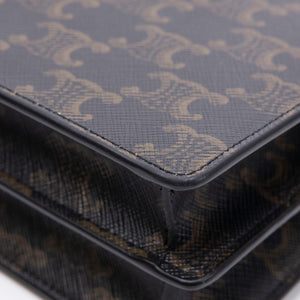 CELINE DOUBLE FLAP TRIOMPHE CANVAS WALLET ON STRAP GHW