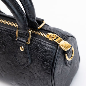 LOUIS VUITTON NANO SPEEDY BLACK MONOGRAM EMPREINTE GHW (MICROCHIP)