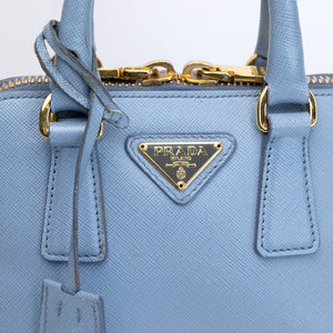 PRADA SAFFIANO LUX LEATHER MINI BAG BLUE GHW