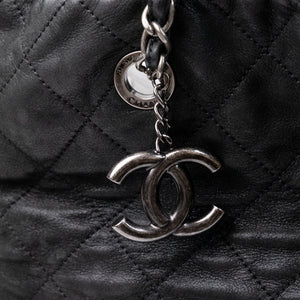 CHANEL LARGE QUILTED SHOULDER BAG CALFSKIN BLACK SHW