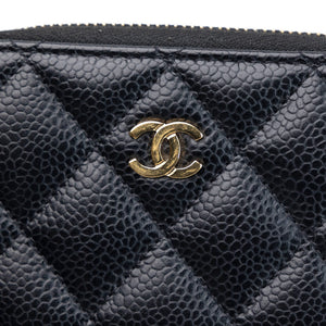 CHANEL CLASSIC ZIPPED COIN PURSE BLACK CAVIAR GHW