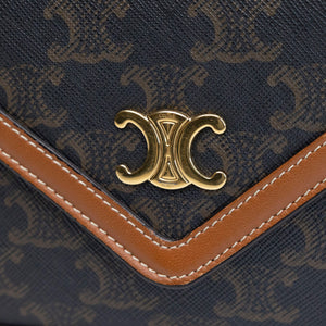 CELINE TRIOMPHE CANVAS CALFSKIN WALLET ON CHAIN TAN GHW