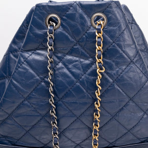 CHANEL SMALL GABRIELLE BACKPACK AGED CALFSKIN NAVY BLUE / BLACK RUTHENIUM HARDWARE