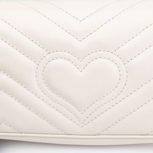 GUCCI GG MARMONT SUPER MINI BAG MATELASSE WHITE BRUSHED GHW