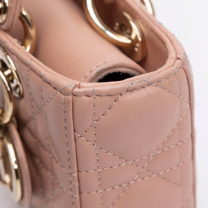CHRISTIAN DIOR D-JOY MICRO BAG PINK LAMBSKIN LEATHER LGHW