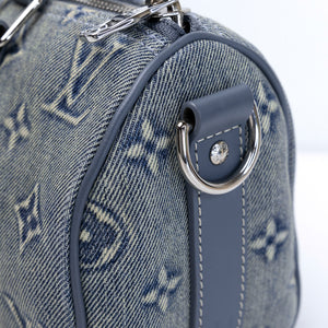 LOUIS VUITTON KEEPALL BANDOULIERE 25 WASHED DENIM CANVAS BLUE SHW