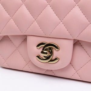 CHANEL MINI SQUARE FLAP BAG LAMBSKIN LIGHT PINK LGHW (MICROCHIP)