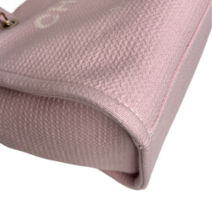 CHANEL DEAUVILLE TOTE BAG CANVAS PINK GHW