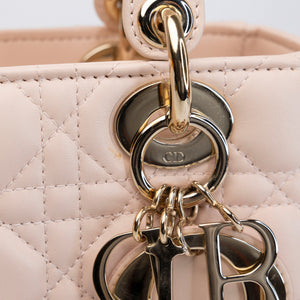 CHRISTIAN DIOR SMALL LADY DIOR LIGHT PINK LAMBSKIN GHW