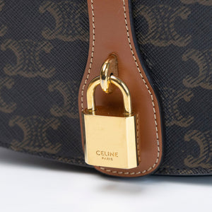 CELINE CLUTCH ON STRAP TABOU TRIOMPHE CANVAS / CALFSKIN TAN GHW