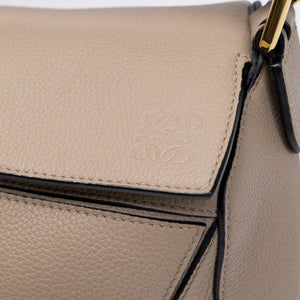LOEWE SMALL PUZZLE BAG GRAINED CALFSKIN SAND GHW