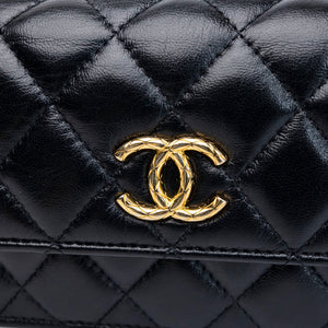 CHANEL DYNASTY FLAP PHONE HOLDER BLACK LAMBSKIN GHW