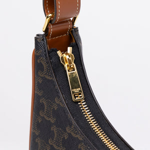 CELINE MEDIUM AVA BAG TRIOMPHE CANVAS / CALFSKIN BROWN GHW