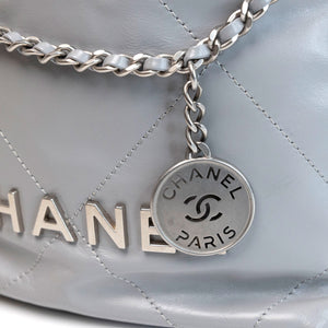 CHANEL MINI 22 BAG CALFSKIN LIGHT GREY SHW (MICROCHIP)