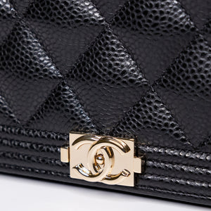 CHANEL BOY WALLET ON CHAIN CAVIAR BLACK GHW