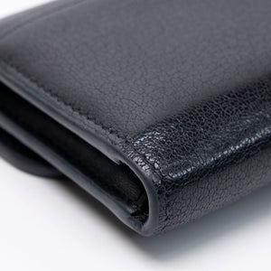 CHRISTIAN DIOR SADDLE LOTUS WALLET STONE BLACK GOATSKIN GHW