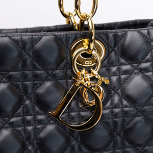 CHRISTIAN DIOR SOFT SHOPPING TOTE BLACK CANNAGE QUILTED LAMBSKIN GHW