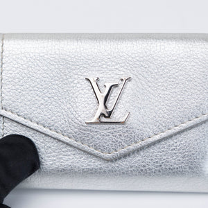 LOUIS VUITTON LOCK MINI TRIFOLD WALLET SILVER LEATHER SHW (MICROCHIP)