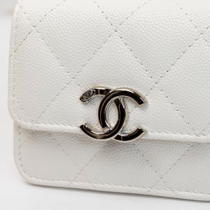 CHANEL CC MINI BAG WHITE CALFSKIN SHW