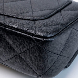 CHANEL COCO LOVE FLAP BAG BLACK CAVIAR GHW (MICROCHIP)