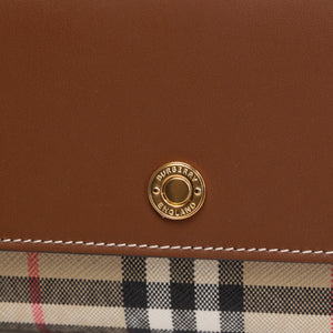 BURBERRY HANNAH WALLET ON CHAIN CALFSKIN / CANVAS GHW