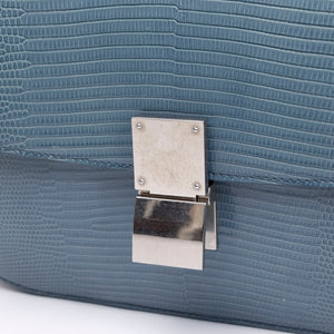 CELINE MEDIUM CLASSIC BOX BAG BLUE LIZARD SKIN LEATHER SHW