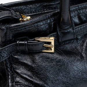 PRADA MINI BONNIE HANDBAG BLACK CALFSKIN GHW