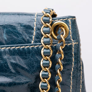 PRADA VITELLO SHINE CHAIN SHOULDER BAG BLUE GHW