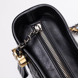 CHANEL GABRIELLE HOBO BAG BLACK CALFSKIN LEATHER MULTICOLORED HARDWARE