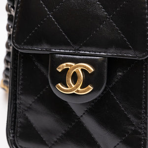 CHANEL MINI 25 BAG AGED CALFSKIN BLACK MULTICOLOUR HARDWARE (MICROCHIP)