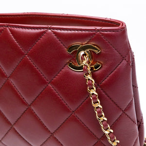 CHANEL MINI SHOPPING TOTE DARK BURGUNDY LAMBSKIN GHW (MICROCHIP)