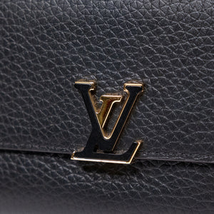 LOUIS VUITTON CAPUCINES COMPACT WALLET BLACK LEATHER GHW