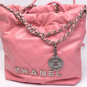 CHANEL MINI 22 BAG SHINY CALFSKIN PINK SHW (MICROCHIP)