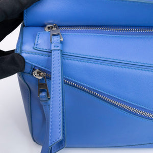 LOEWE MINI PUZZLE BUM BAG BLUE CALFSKIN SHW