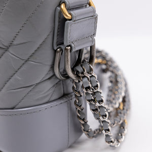 CHANEL SMALL CHEVRON GABRIELLE HOBO BAG GREY CALFSKIN LEATHER MULTICOLOURED HARDWARE