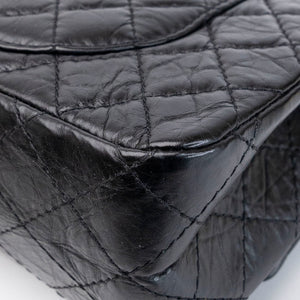 CHANEL SMALL 2.55 REISSUE DOUBLE FLAP BAG AGED CALFSKIN BLACK GHW
