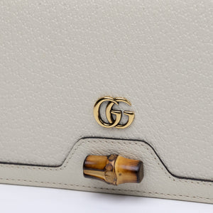 GUCCI DIANA MINI BAG WITH BAMBOO WHITE LEATHER GHW