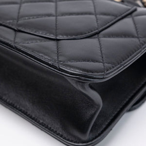 CHANEL 25B CLASSIC FLAP MATELASSE CHAIN STRAP MINI BAG BLACK LAMBSKIN LGHW