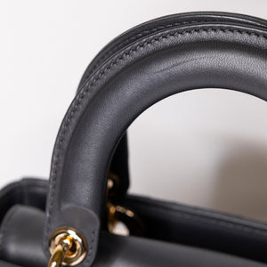 CHRISTIAN DIOR MY ABC DIOR SMALL LADY DIOR LAMBSKIN DARK GREY GHW