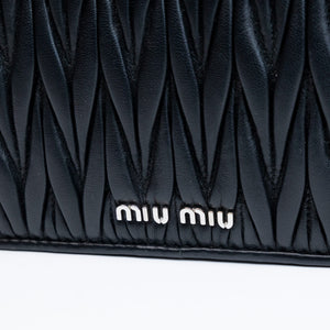 MIUMIU CRYSTAL MATELASSE LEATHER TOP HANDLE BAG BLACK SHW