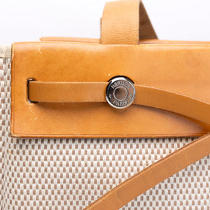 HERMES HERBAG CABAS TOILE CANVAS / VACHE LEATHER SHW