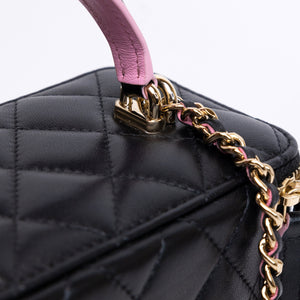 CHANEL 23P VANITY TOP HANDLE LAMBSKIN LEATHER BLACK BAG
